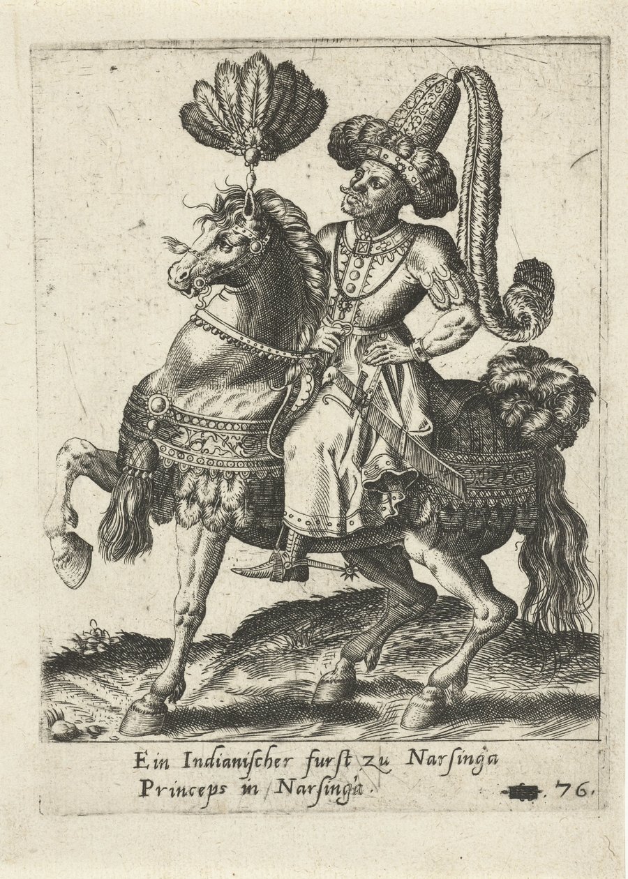 Indisk prins til hest af Abraham de Bruyn (attributed to)