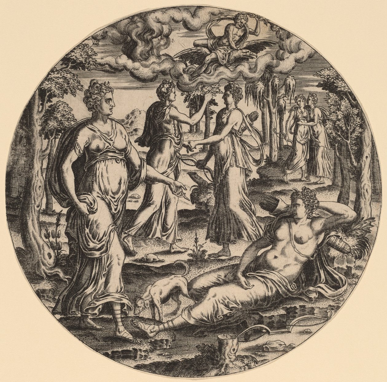 Diana og hendes nymfer i en have af Abraham de Bruyn