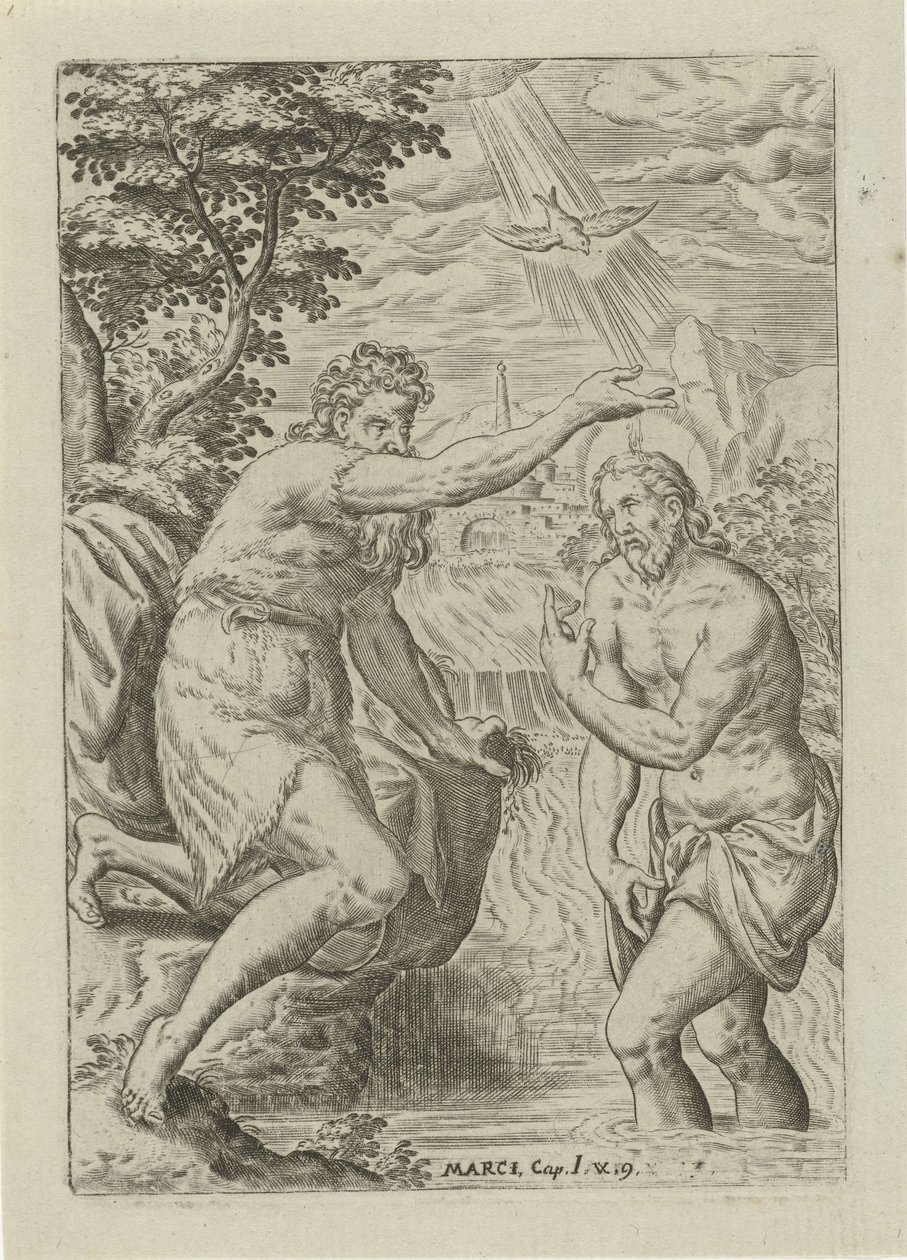 Kristi dåb Scener fra Bibelen (serietitel) Biblia sacra (serietitel) af Abraham de Bruyn