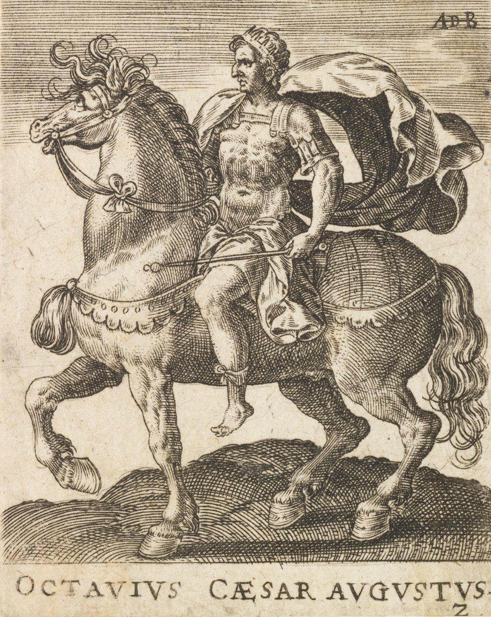 Octavius Caesar Augustus fra tolv kejser på hesteryg, ca. 1565-1587., CA. 1565-1587. af Abraham de Bruyn