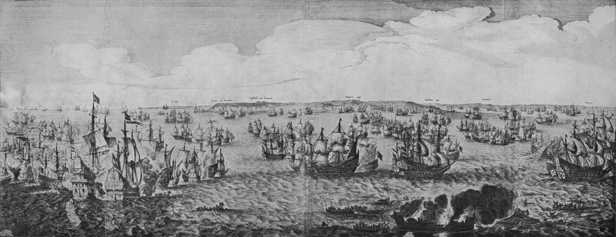 Battle in the Downs, c1639 af Abraham de Verwer