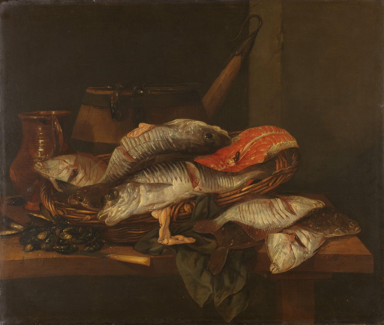 Stilleben med fisk af Abraham van Beyeren