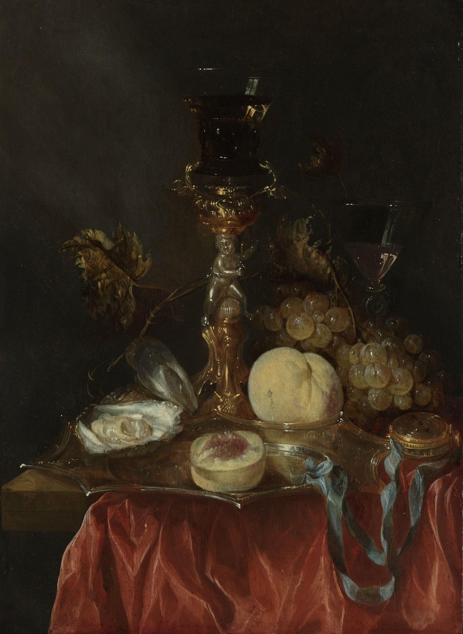 Stilleben med sølvforgyldt glasholder af Abraham van Beyeren