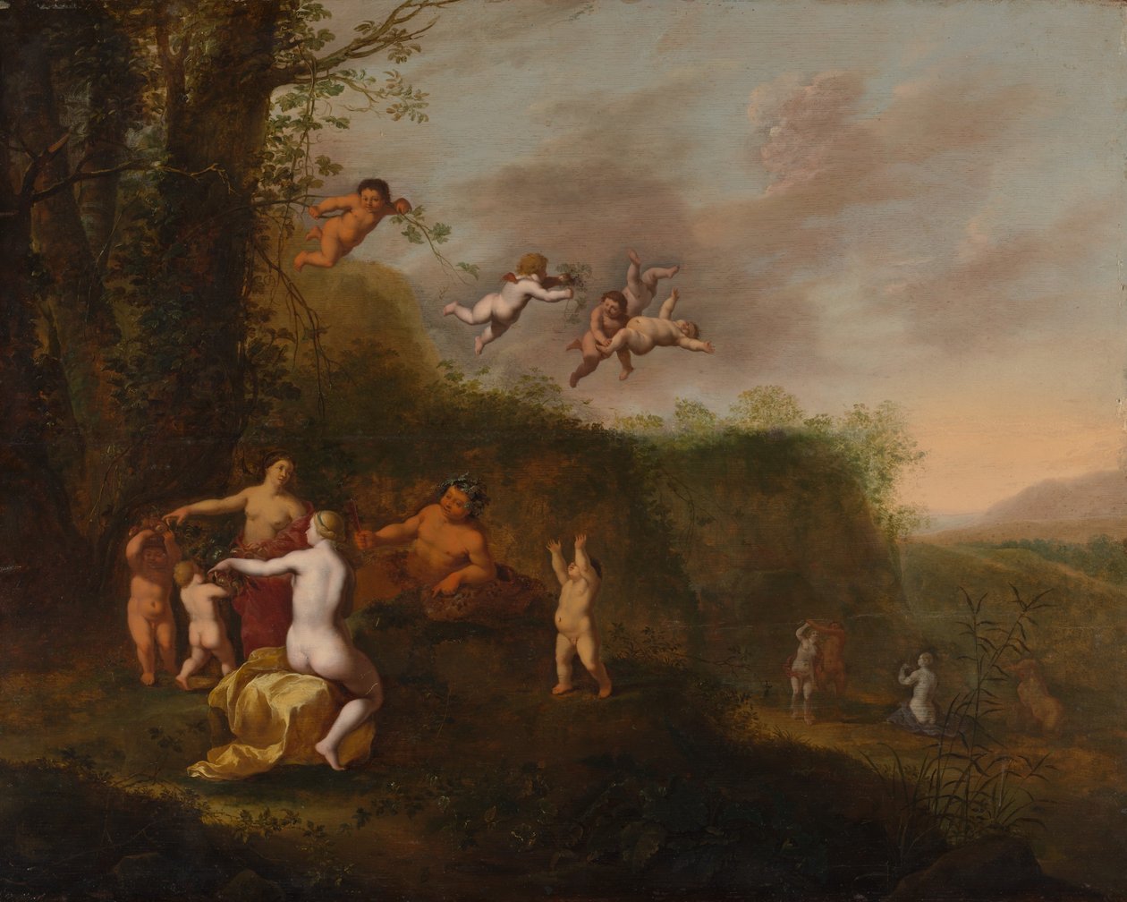 Bacchus og nymfer i et landskab, formentlig 1640