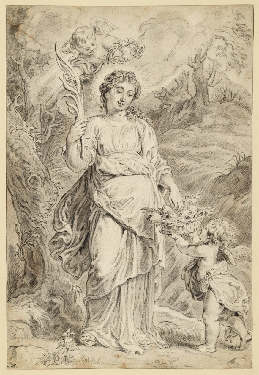 Den hellige Dorothea, der holder en palmegren i sin højre hånd af Abraham van Diepenbeeck