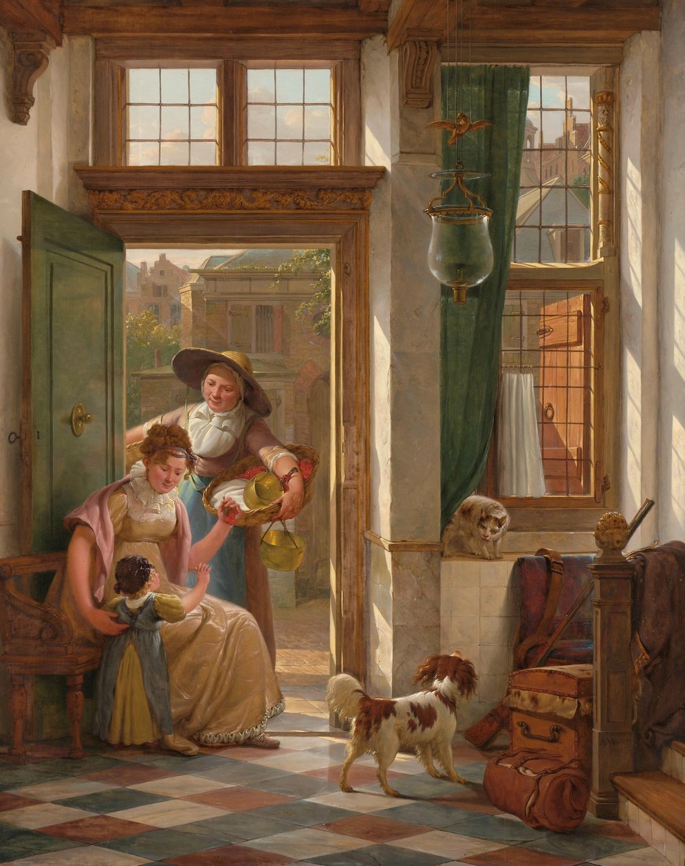 En kirsebærsælger ved døren af Abraham van Strij (I) (signed by artist)