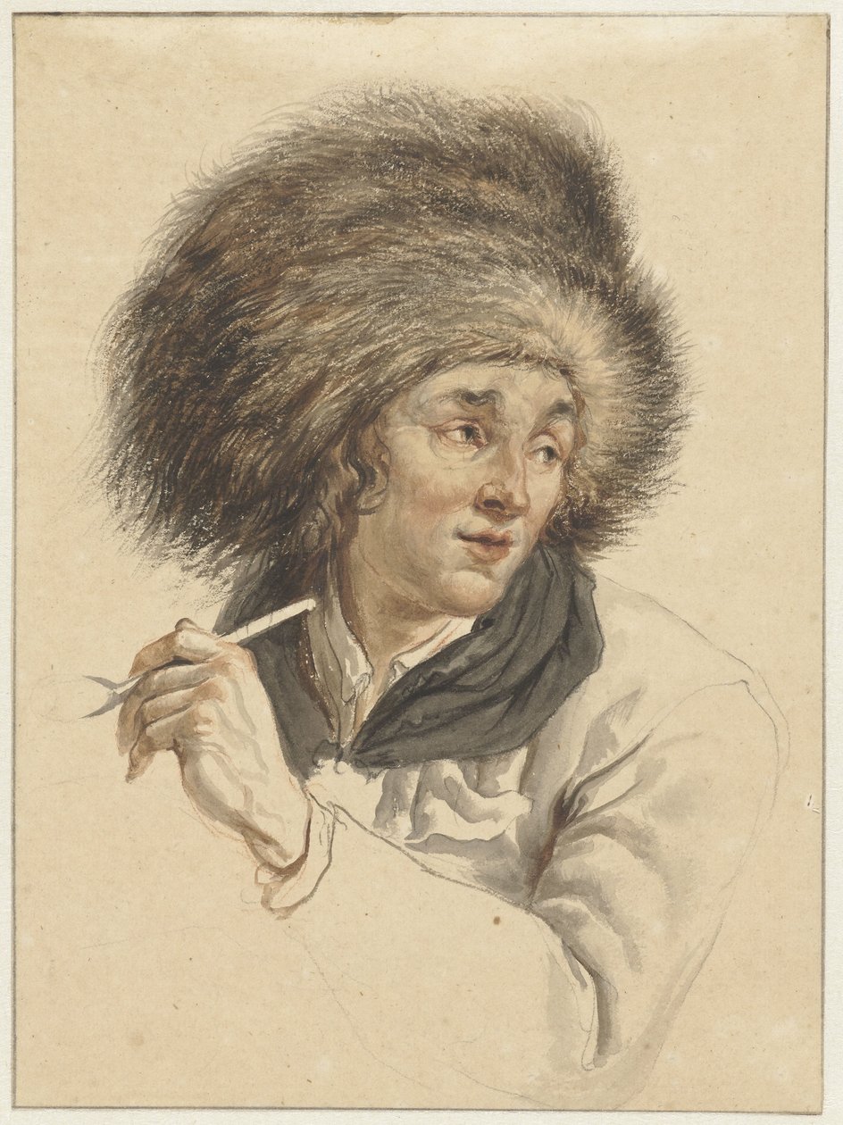 Mand med pelshat og pibe af Abraham van Strij (I)