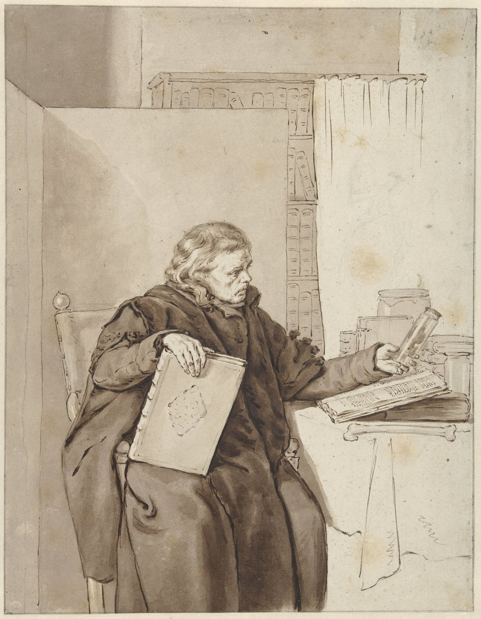 Portræt af en gammel mand i et arbejdsværelse af Abraham van Strij (I)