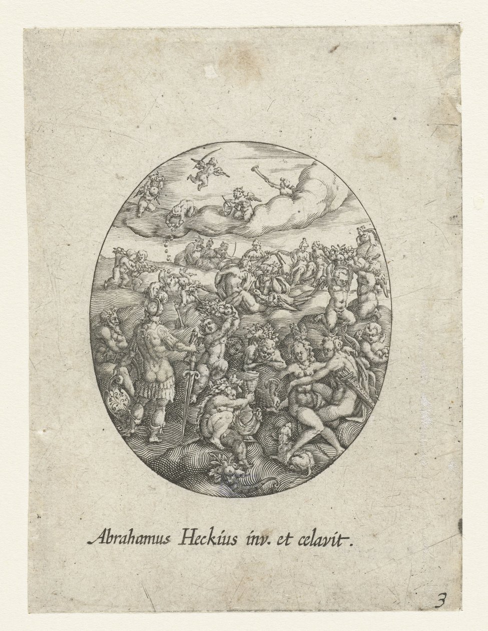 Oval med de olympiske guder i skyerne Konstbuchlein the goldsmiths official (serietitel) af Abraham van den Hecken
