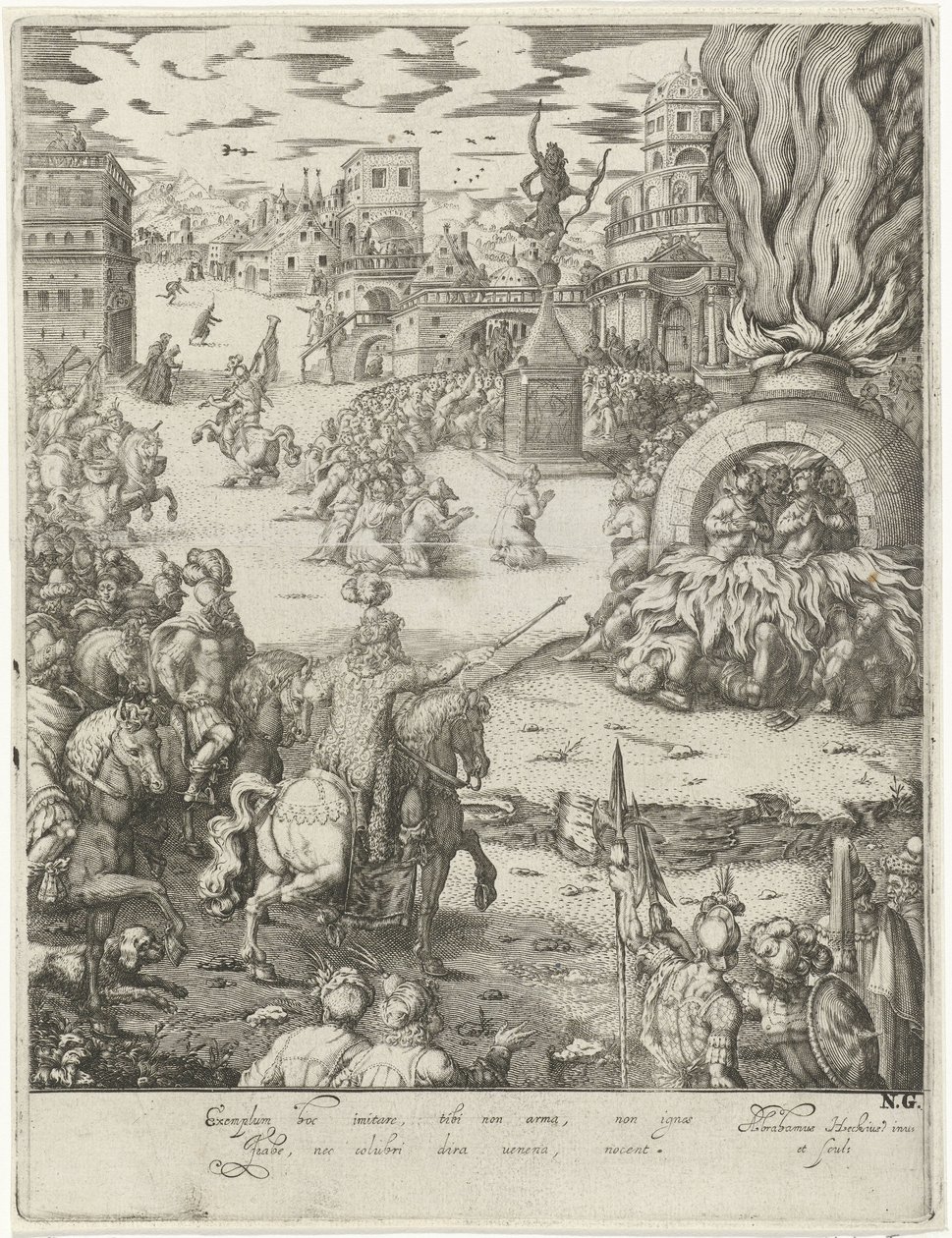 Shadrak, Mesak og Abed-Nego i ildovnen af Abraham van den Hecken