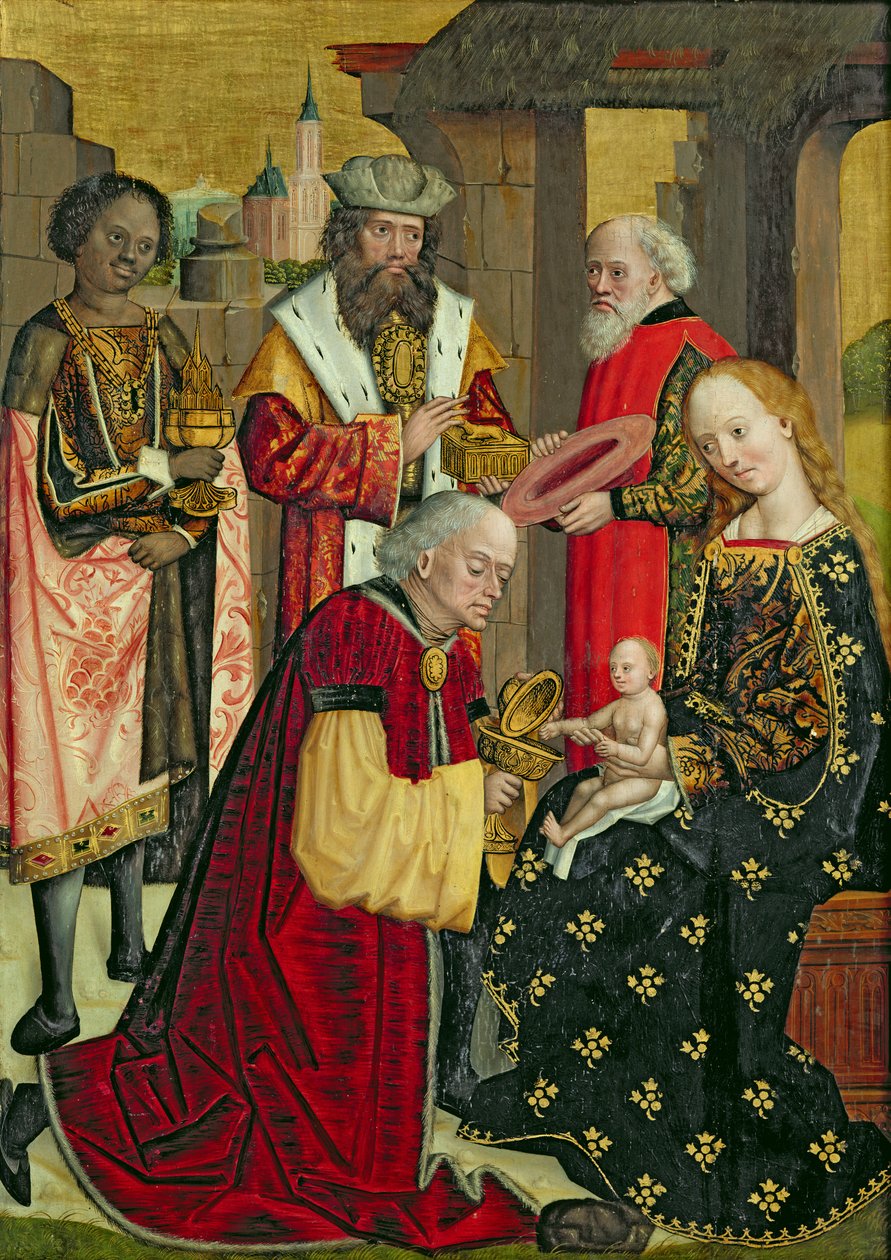 Magiernes tilbedelse, fra kuppelalteret, 1499 (tempera på panel) af Absolon Stumme