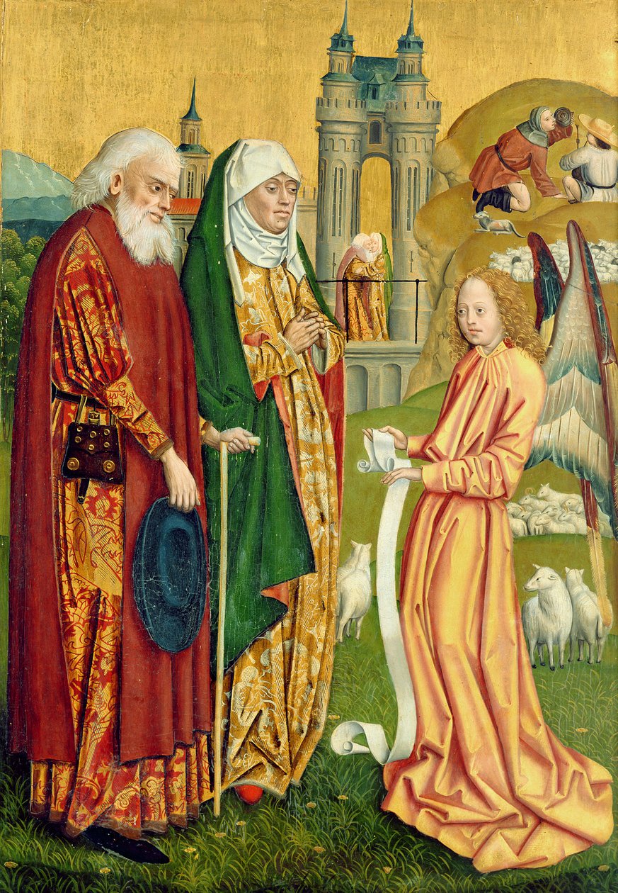 Bebudelsen til Joachim og Anne, fra kuppelalteret, 1499 (tempera på panel) af Absolon Stumme