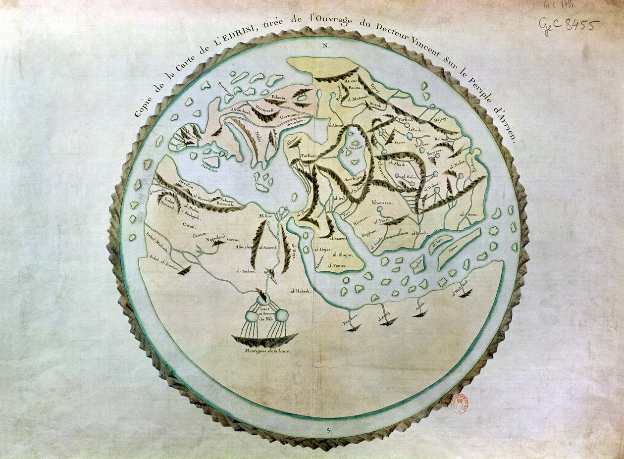 Kort over verden af Abu Muhammad Al Idrisi or Edrisi