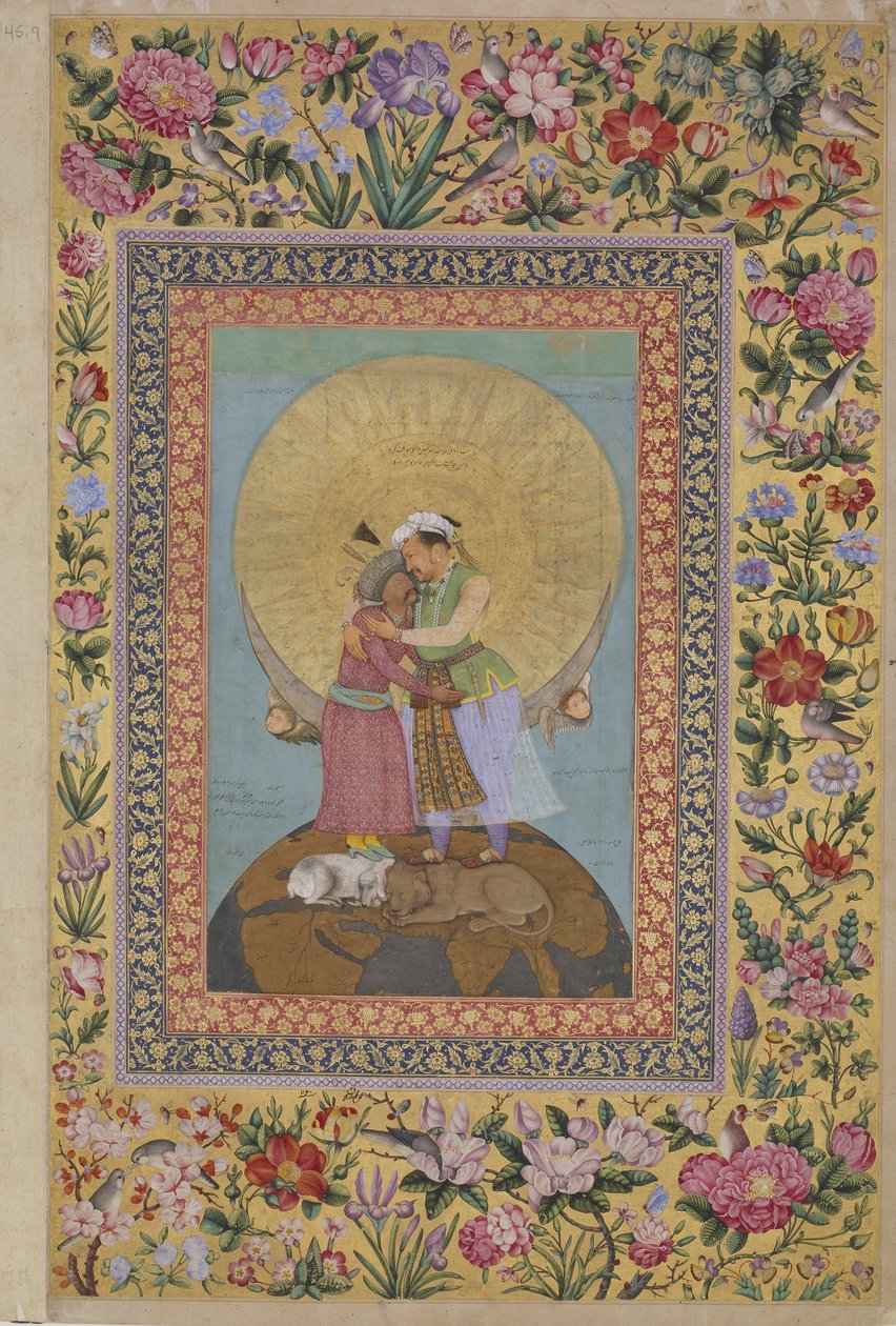 Sankt Petersborg-albumet- Allegorisk repræsentation af kejser Jahangir og Shah af Abul Hasan