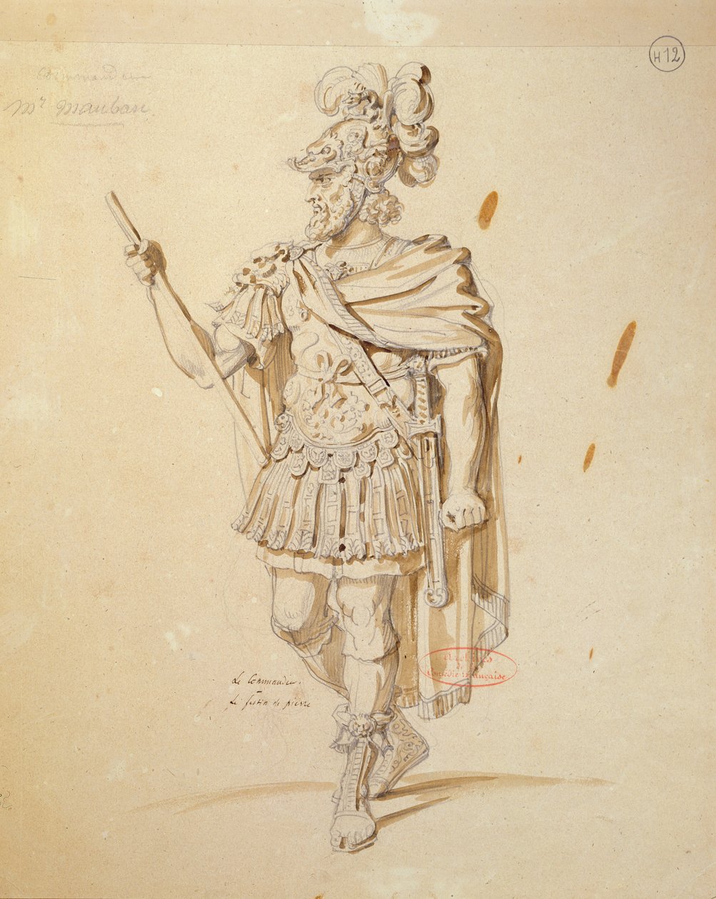 Kostume til rollen som "Le Commandeur" i 1847-opførelsen af "Don Juan" af Moliere på Comedie Francaise (pen og blækvask på papir) af Achille Devéria