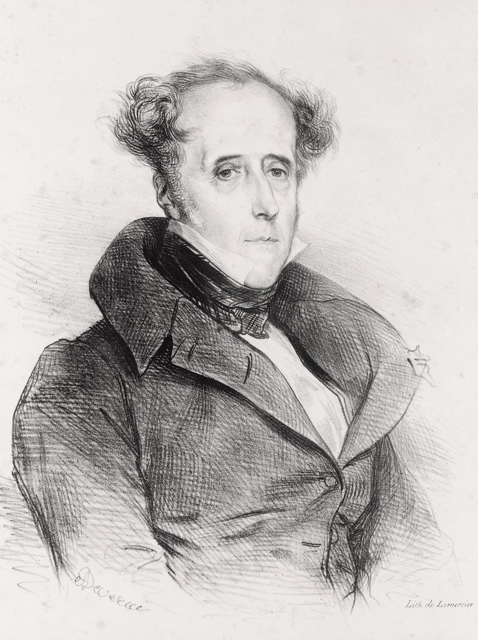 Francois-Rene, Vicomte de Chateaubriand, graveret af Lemercier af Achille Devéria