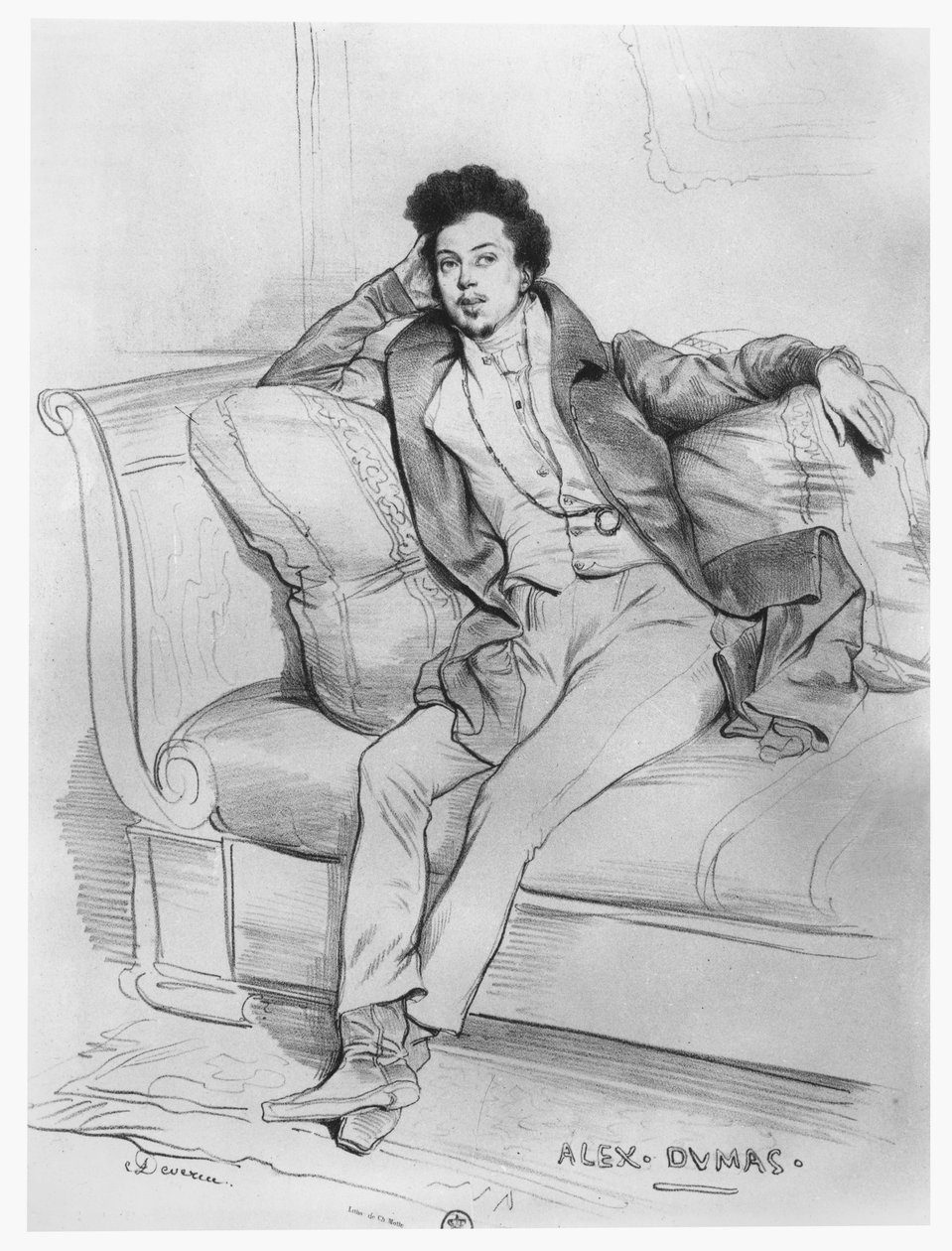 Portræt af Alexandre Dumas, far af Achille Devéria