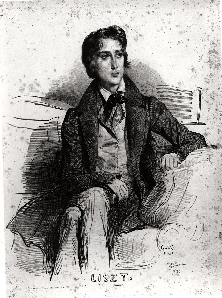 Portræt af Franz Liszt (1811-86) august 1832 af Achille Devéria