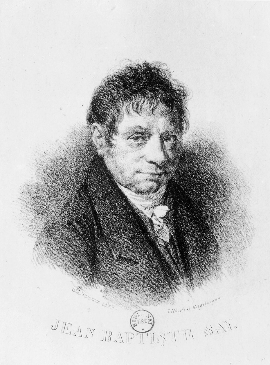 Portræt af Jean Baptiste Say (1767-1832) graveret af Godefroy Engelmann (1788-1839) (litografi) af Achille Devéria