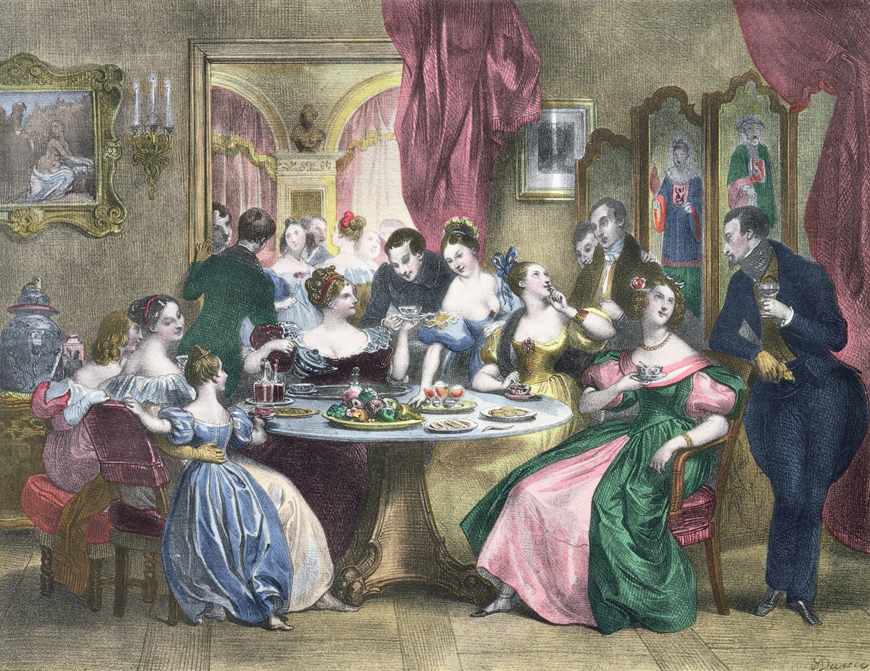 Te i det høje samfund i Frankrig, ca. 1840 af Achille Devéria