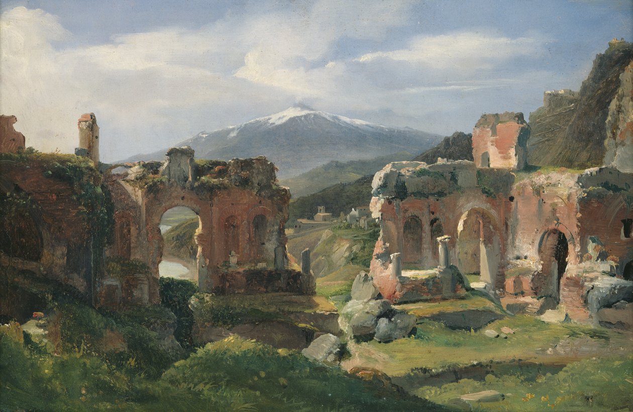 Ruinerne af teatret i Taormina af Achille Etna Michallon