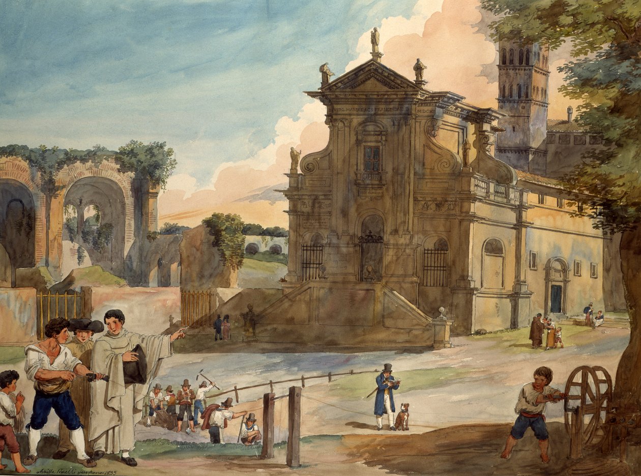 Facade af St. James-kirken af de uhelbredelige, 1833 af Achille Pinelli