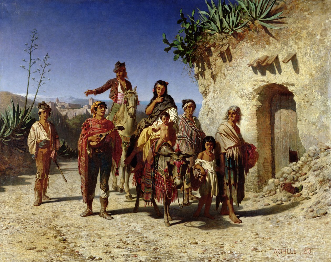 En sigøjnerfamilie på vejen, ca. 1861 af Achille Zo