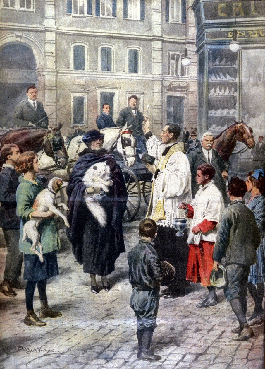 En mærkelig og gammel romersk tradition: velsignelsen af dyrene bragt foran San Antonio All