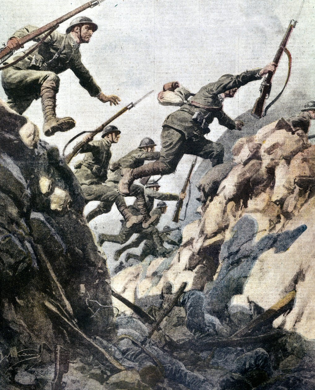 Slaget ved Ortigara (juni 1917). Tallerken af A. Beltrame. af Achille Beltrame