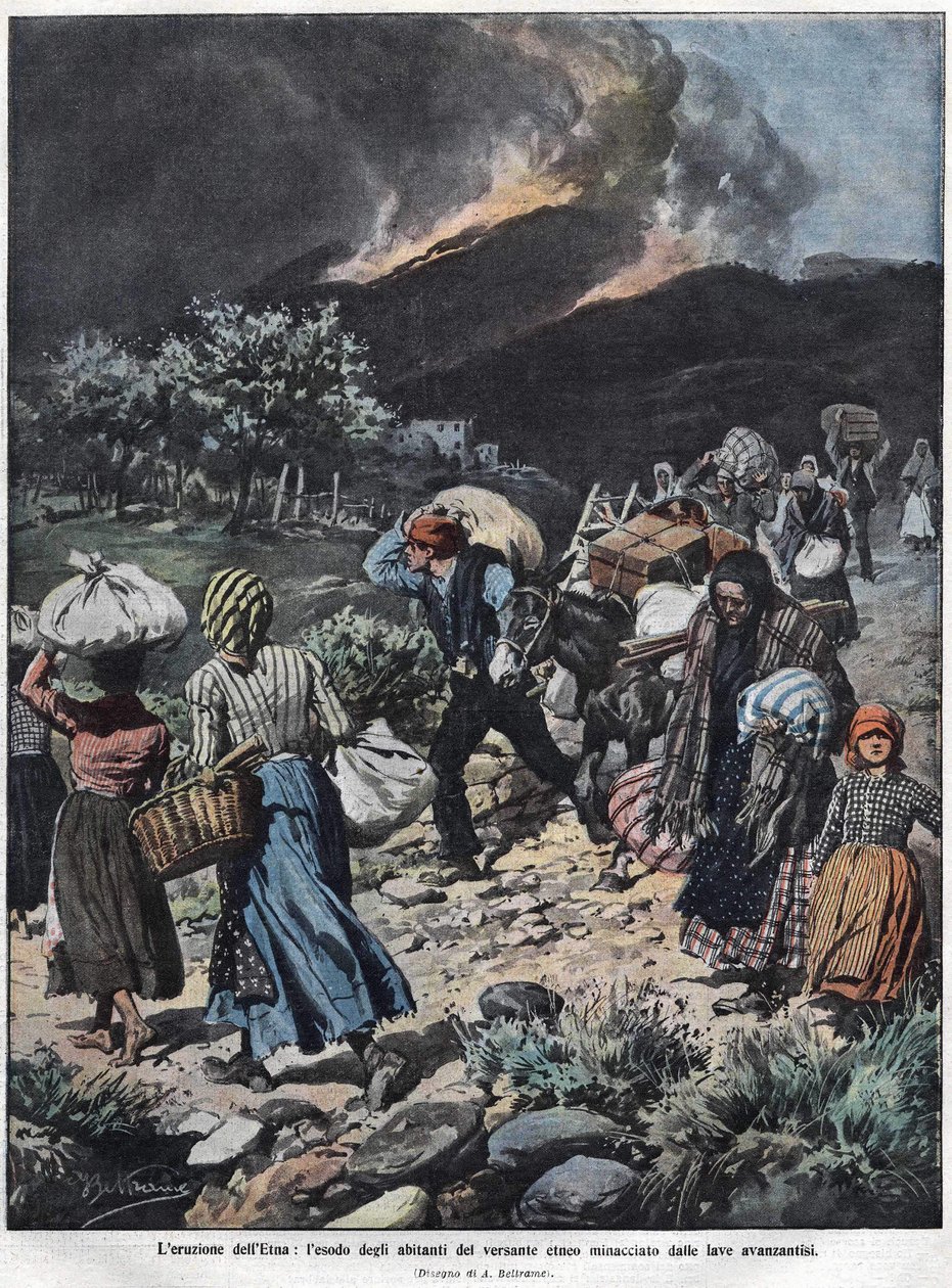 Etnas udbrud i 1910. Illustration af Achilles Beltrame. af Achille Beltrame