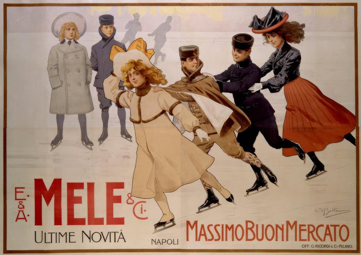 Ungdomsskøjteløbere / plakat 1902 af Achille Beltrame