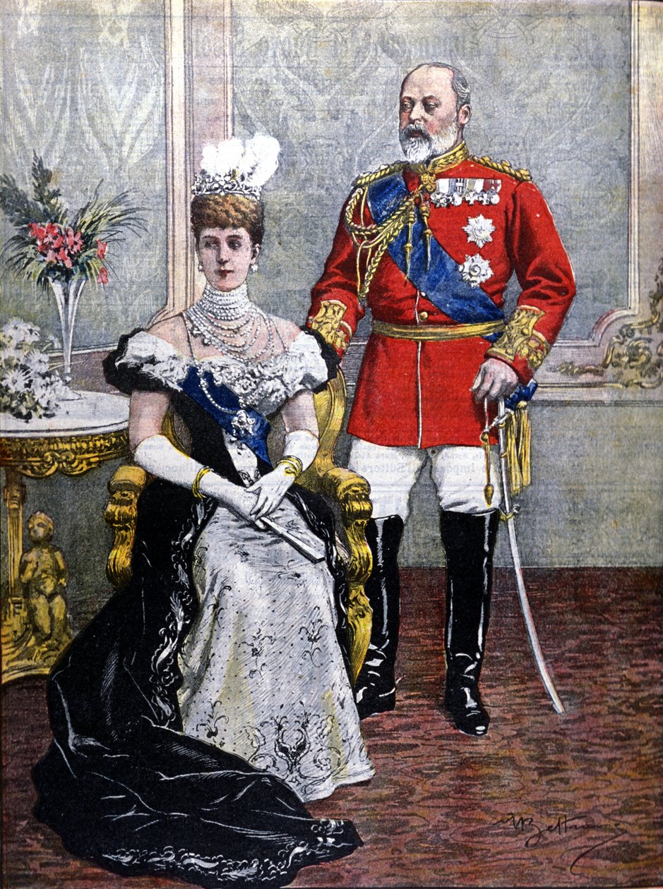 Kong Edward VII af England (1841-1910) med dronning Alexandra i 1902 illustration af Achilles Beltrame af Achille Beltrame