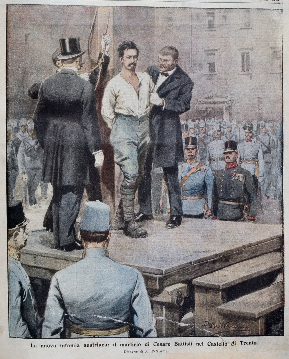 Cesare Battistis martyrium (1875-1916) 12. juli af Achille Beltrame