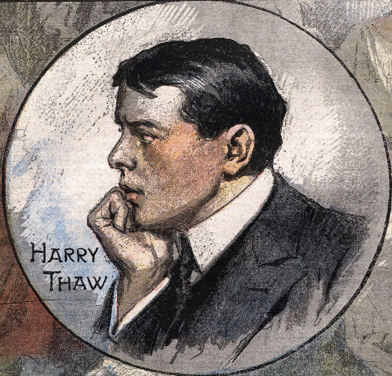 Portræt af Harry Thaw i 1907 under hans retssag af Achille Beltrame