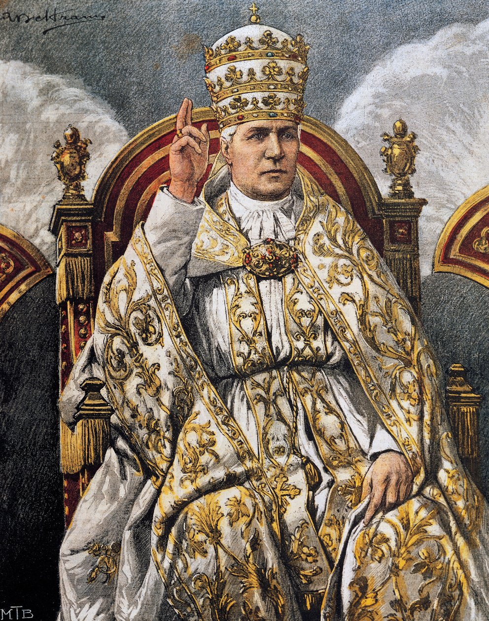 Portræt af pave Pius X (Giuseppe Melchiorre Sarto, Riese af Achille Beltrame
