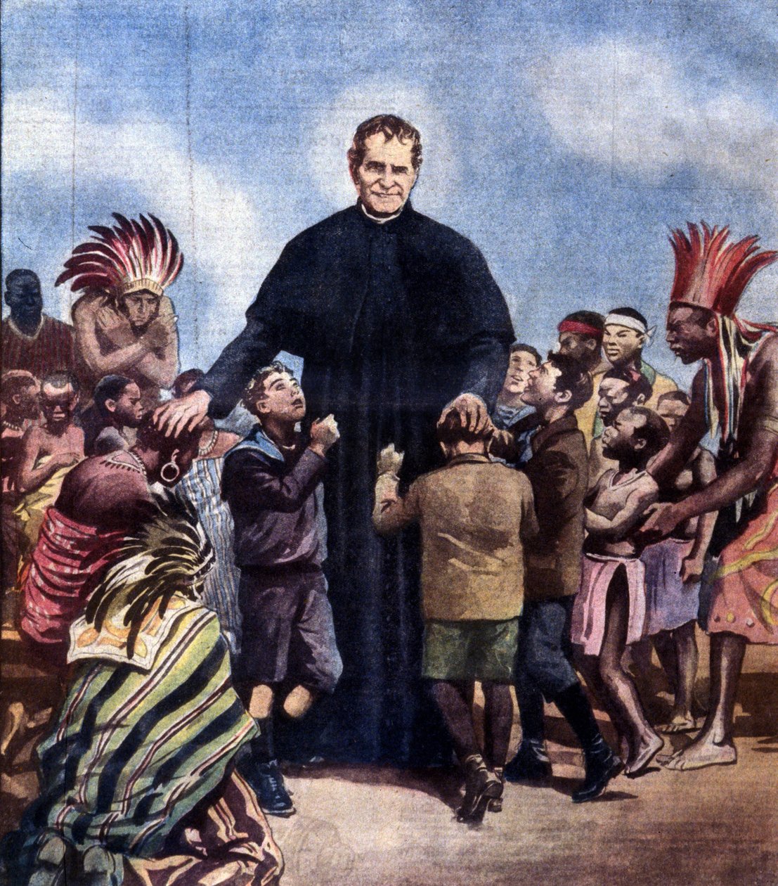 Sankt John Bosco. Giovanni Bosco, også kendt som Don Bosco italiensk præst (1815-1888). Illustration af Achille beltrame af Achille Beltrame