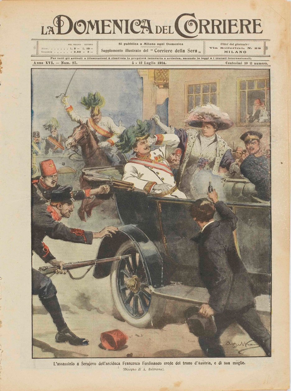 Mordet på ærkehertug Franz Ferdinand af Østrig og hans kone i Sarajevo, 28. juni 1914. af Achille Beltrame
