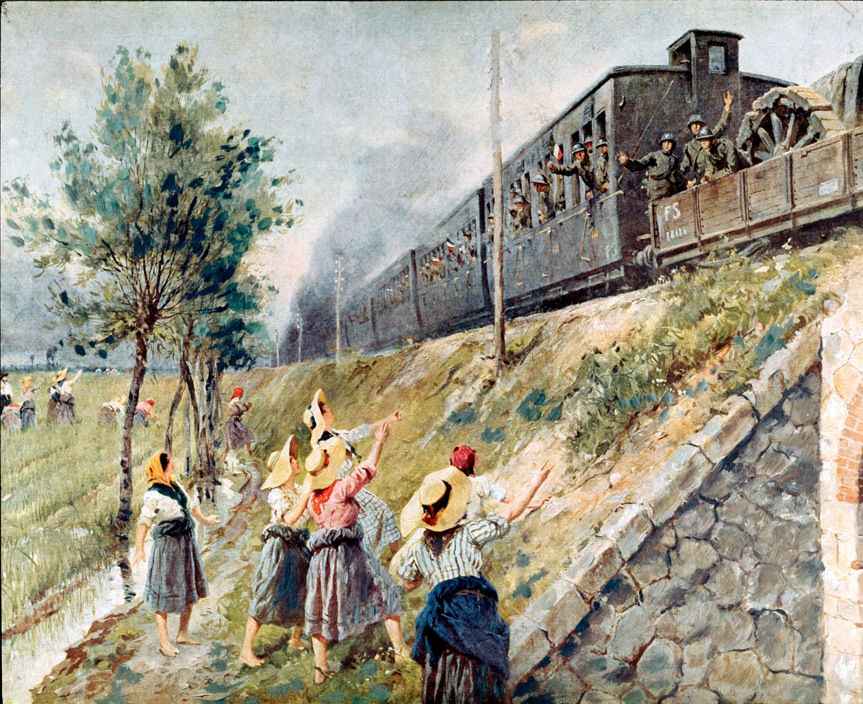 Passagen af ​​det italienske militærtogmaleri af Achille Beltrame (1871-1945) Milano, Museum for Samtidshistorie af Achille Beltrame