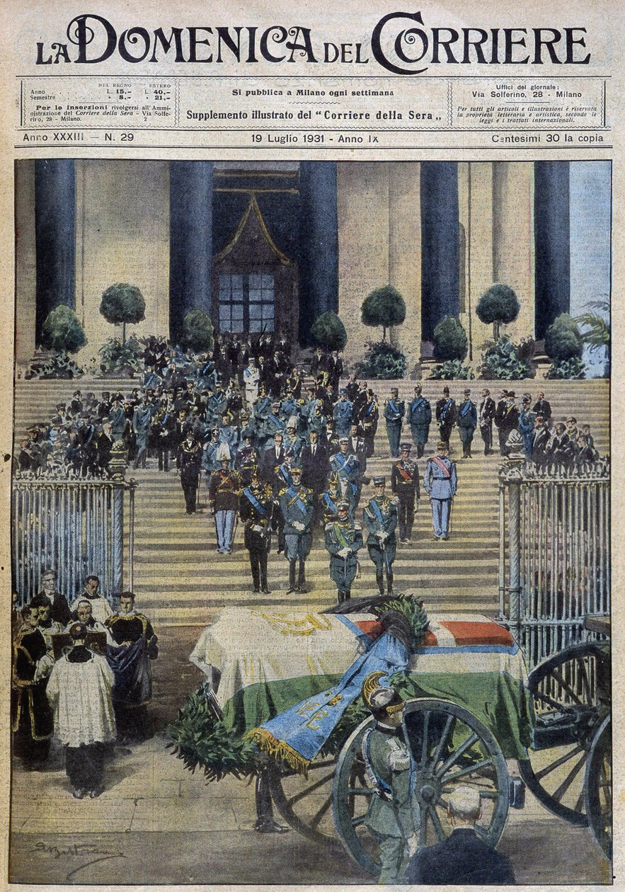 Velsignelsen af de jordiske rester af hertugen af Aosta i Torino, efter begravelsesoptoget krydsede hele byen - dess. de A. Beltrame i "" la Domenica del Corriere"" af 19/07/1931 af Achille Beltrame