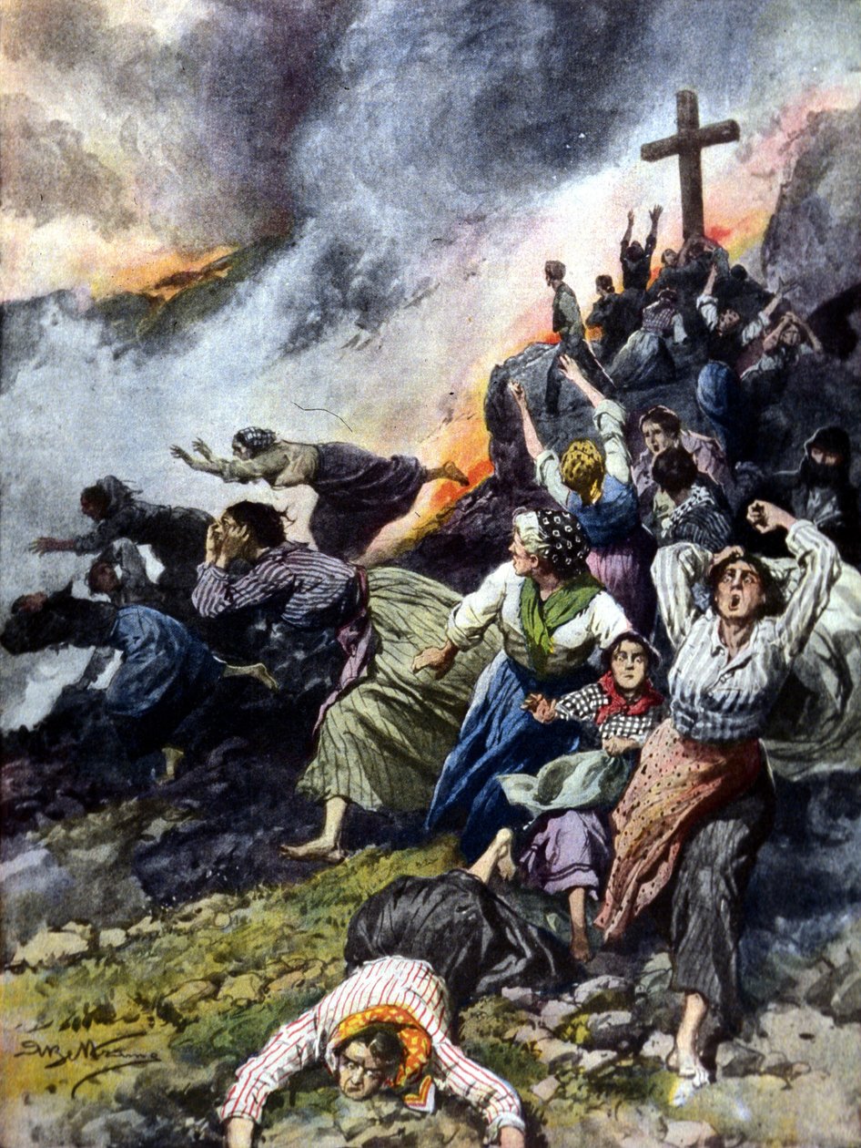 Etnas udbrud på Sicilien i 1902. Ill. af A. Beltrame. "La Domenica del Corriere" ". af Achille Beltrame
