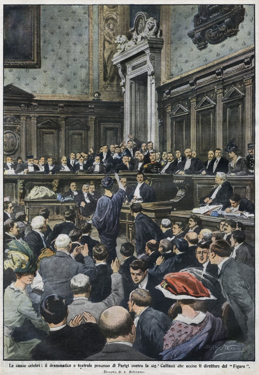 The Great Trial: The Great Trial in Paris af Madame Caillaux, der myrdede direktøren for Figaro. "The Domenica of the Corriere", 22. til 29. november 1914. af Achille Beltrame