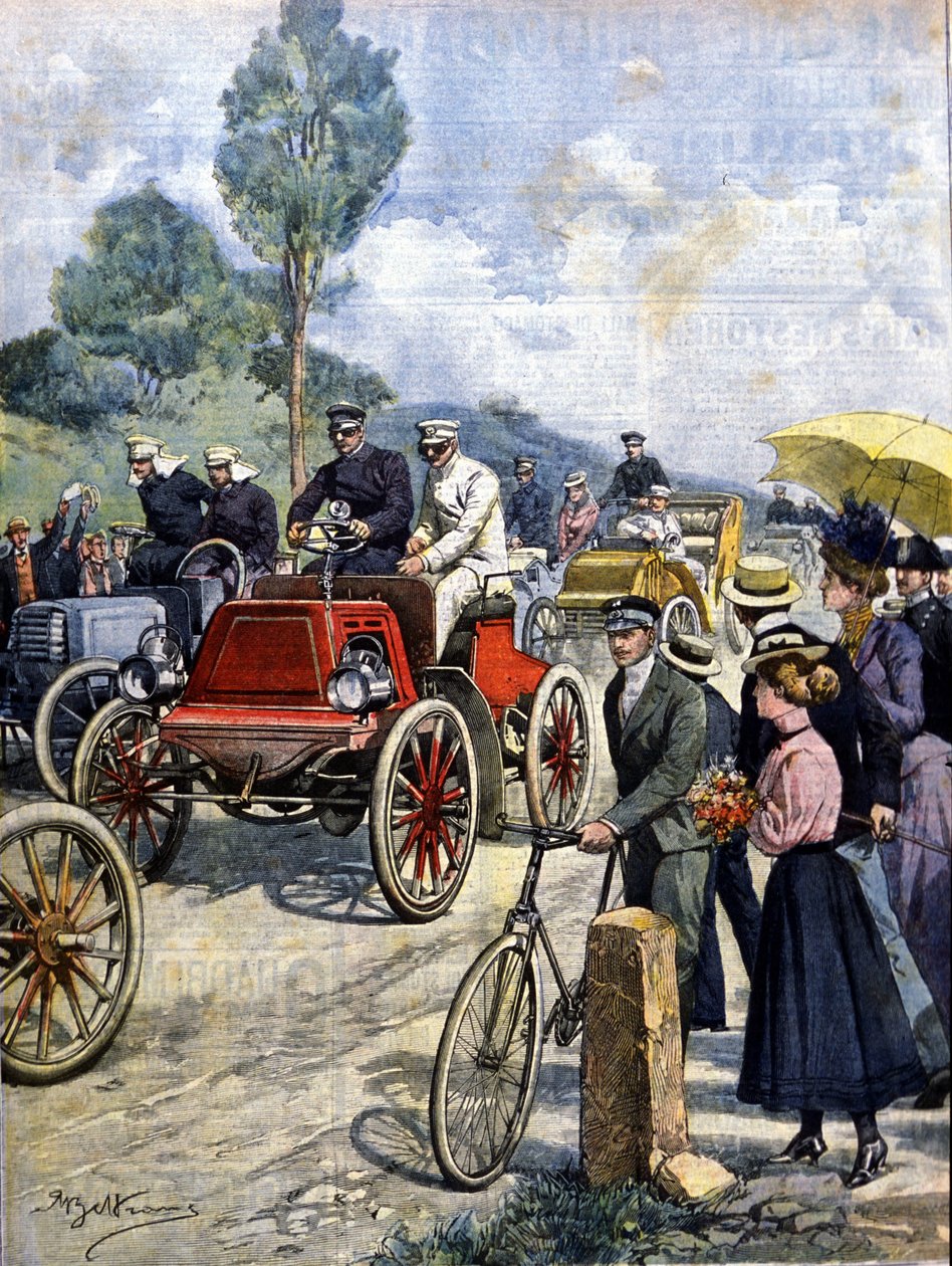 første runde af Italien i bil i 1901 illustration af Achilles Beltrame af Achille Beltrame