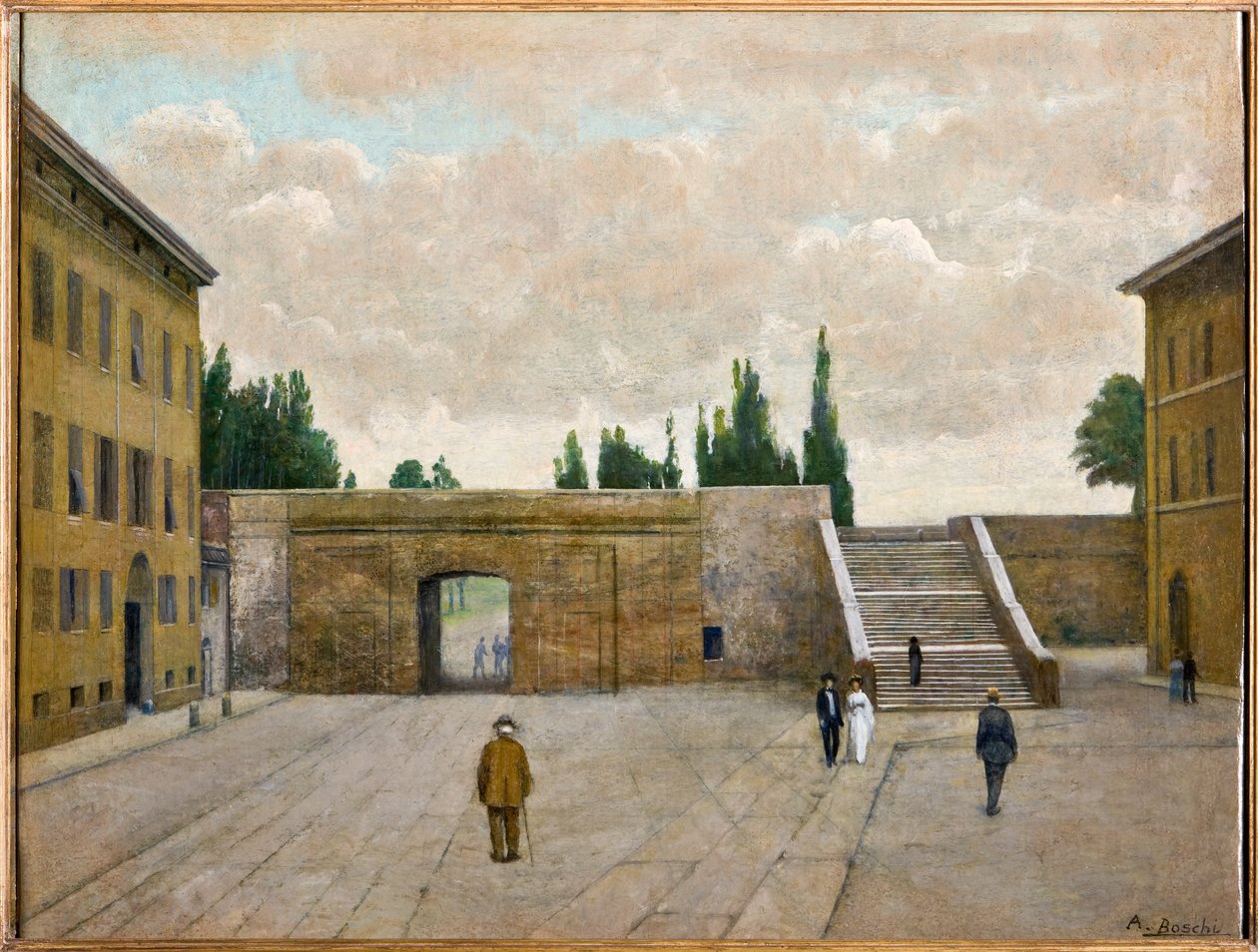 Porta San Francesco i Modena (olie på lærred) af Achille Boschi