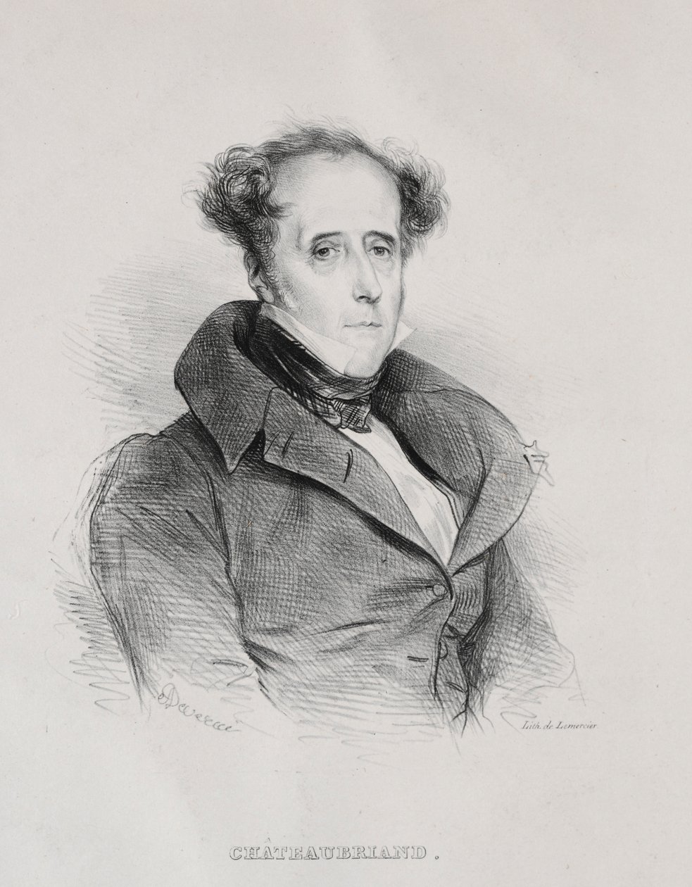 Francois Rene Auguste Victome de Chateaubriand. af Achille Devéria