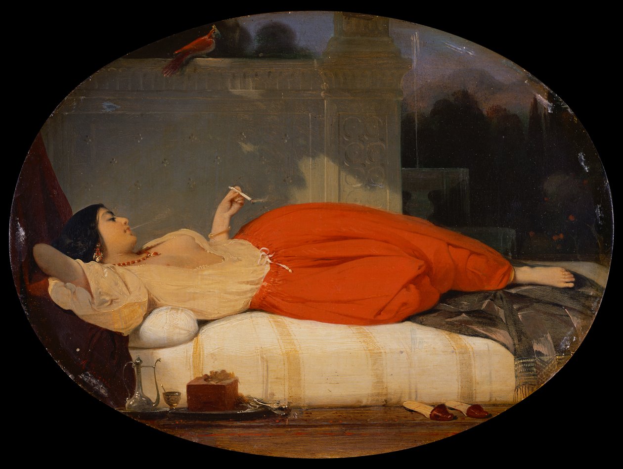 Odalisque, ca. 1830-35 (olie på panel) af Achille Devéria