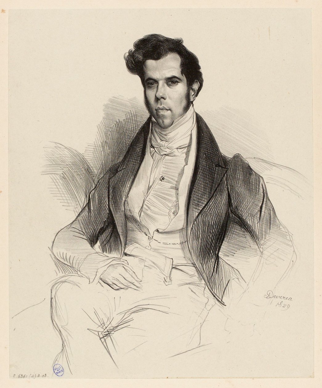 Portræt af Horace Say (1794–1860), økonom og parlamentsmedlem af Achille Devéria
