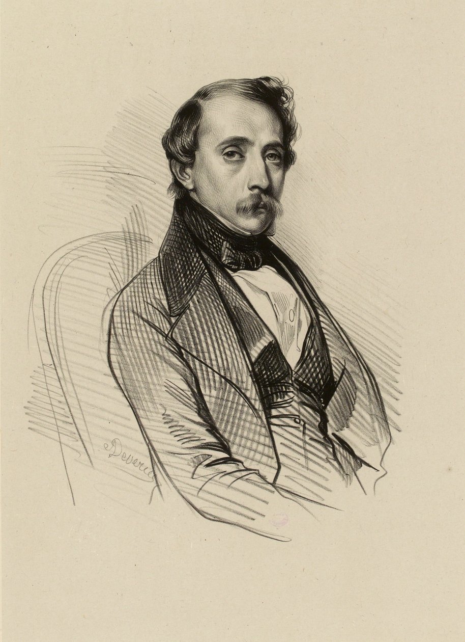 Portræt af François-Alexandre David, litograf.  (IFF 190) af Achille Devéria