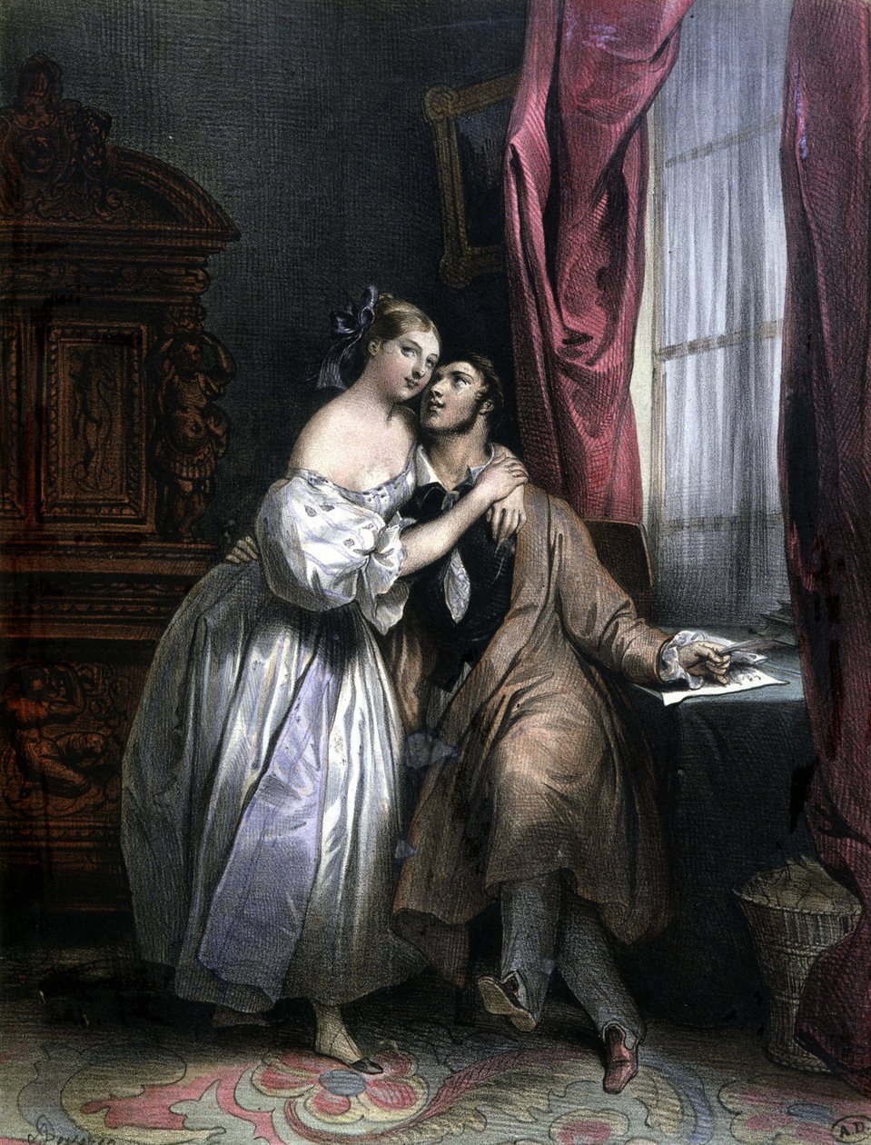 Enlaces elskere - af Achille Deveria, litografi af Achille Devéria