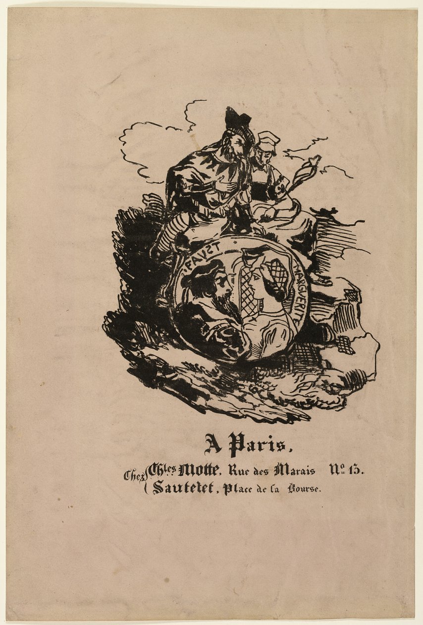 Portrætmedaljon af Faust og Marguerite, forlagsark fra Faust af Achille Devéria
