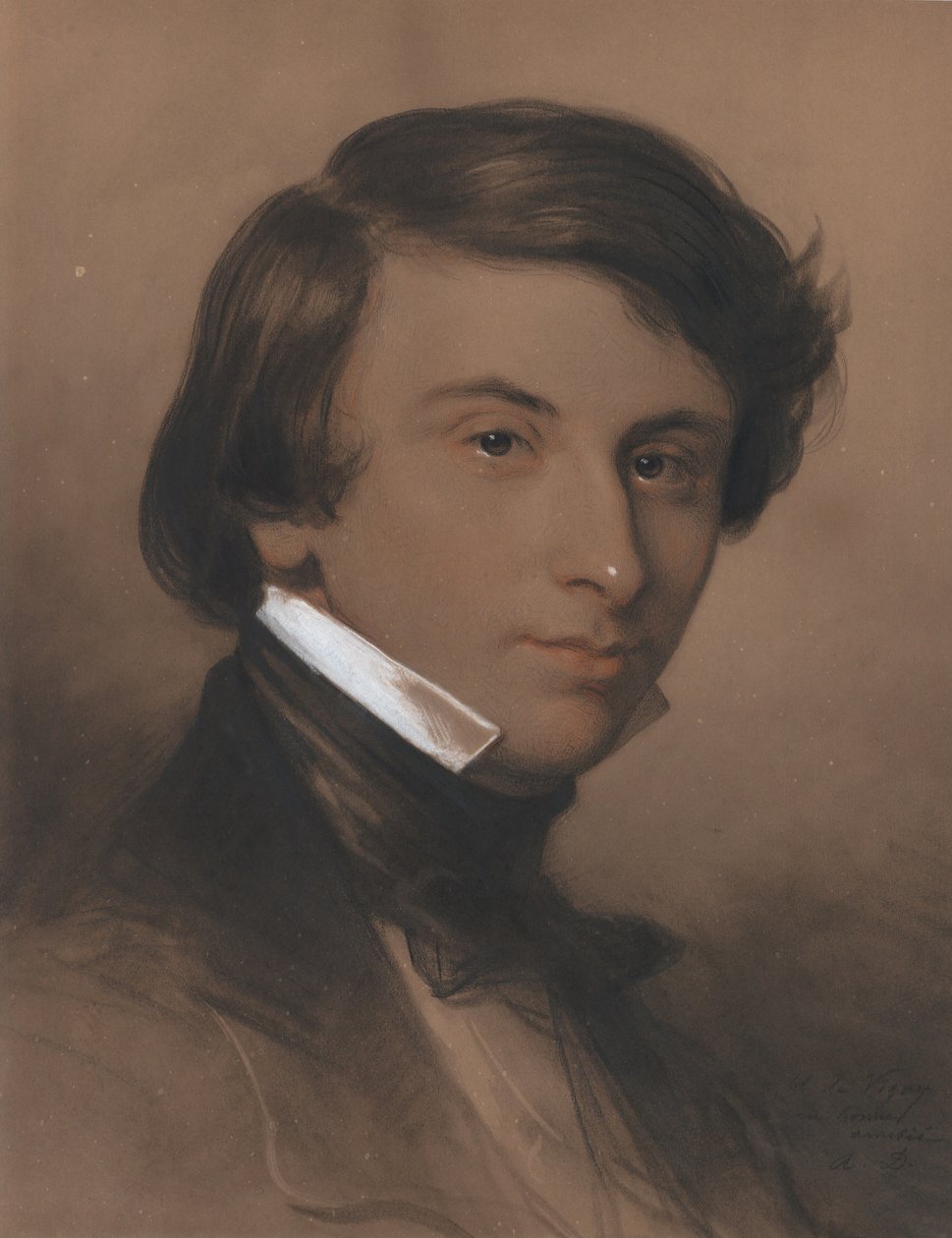 Portræt af Alfred-Victor, Comte de Vigny 1797-1863, ca 1825. af Achille Devéria